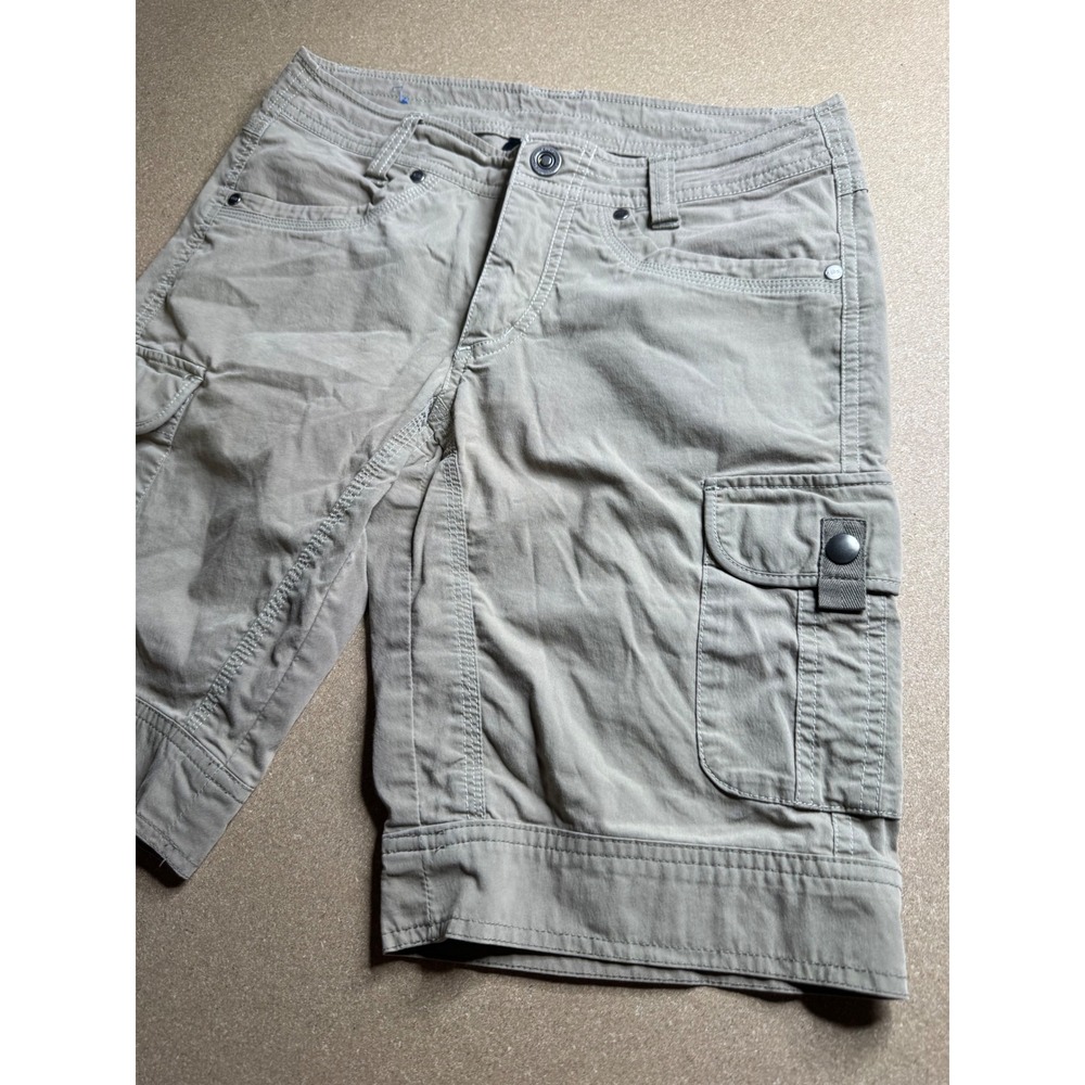 Kuhl Womens Tan Khaki Cargo Hiking Shorts Size 2 Multi Pocket Outdoor Utility